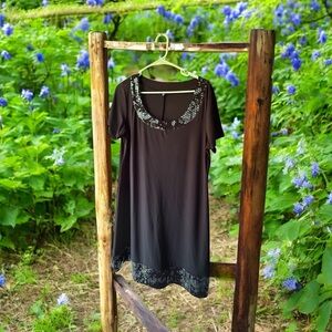 Tiana B Black Embellished Sequin Top